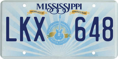 MS license plate LKX648