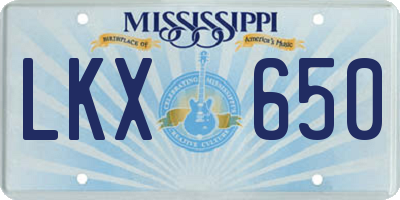 MS license plate LKX650