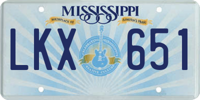 MS license plate LKX651