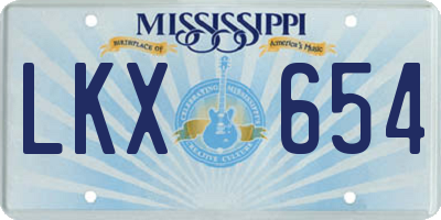 MS license plate LKX654