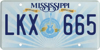 MS license plate LKX665