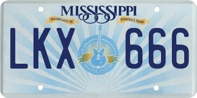 MS license plate LKX666