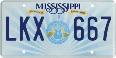MS license plate LKX667
