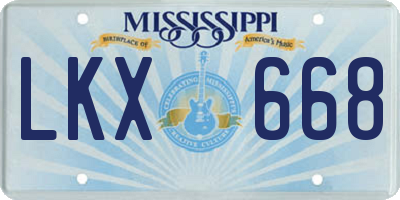 MS license plate LKX668