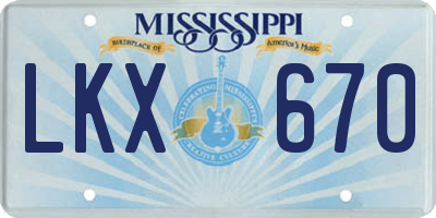 MS license plate LKX670