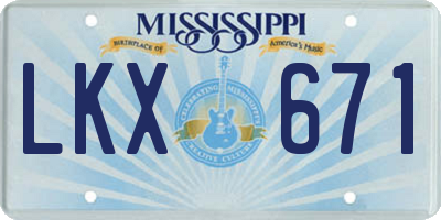 MS license plate LKX671