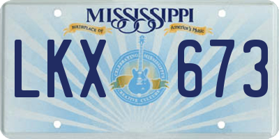 MS license plate LKX673