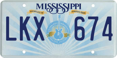 MS license plate LKX674