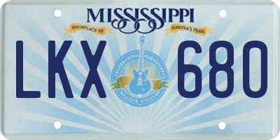 MS license plate LKX680