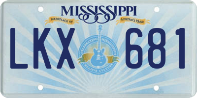 MS license plate LKX681