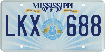 MS license plate LKX688