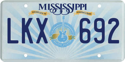MS license plate LKX692