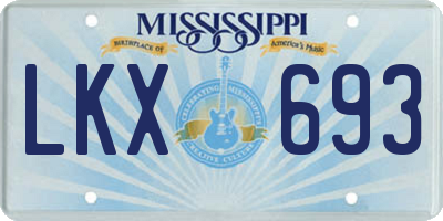 MS license plate LKX693