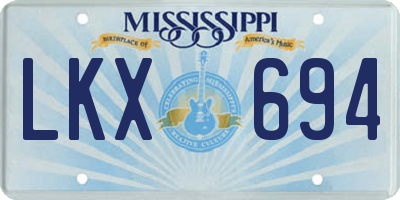 MS license plate LKX694