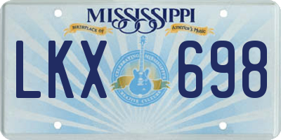 MS license plate LKX698