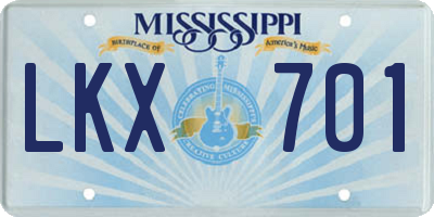 MS license plate LKX701