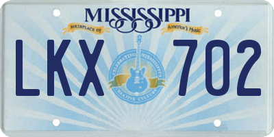 MS license plate LKX702