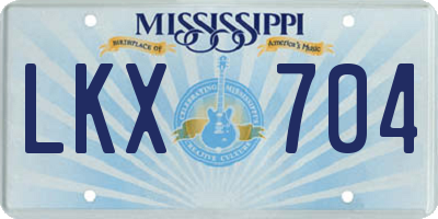 MS license plate LKX704