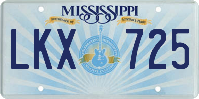 MS license plate LKX725