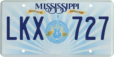 MS license plate LKX727