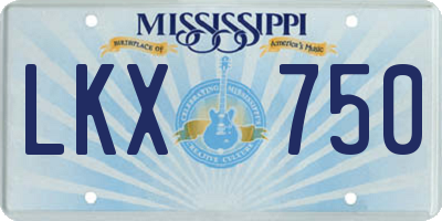 MS license plate LKX750