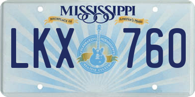 MS license plate LKX760
