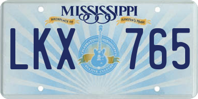 MS license plate LKX765