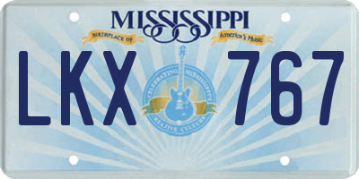 MS license plate LKX767