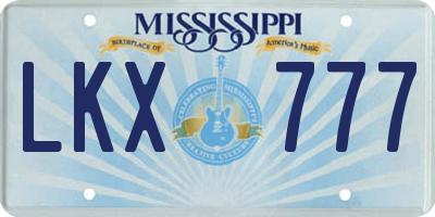 MS license plate LKX777