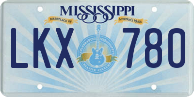 MS license plate LKX780