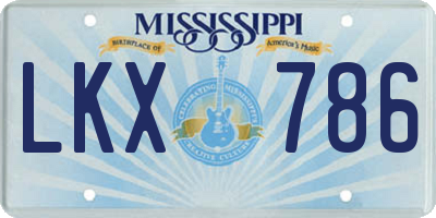 MS license plate LKX786