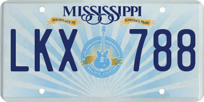 MS license plate LKX788