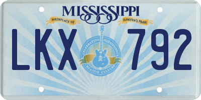 MS license plate LKX792