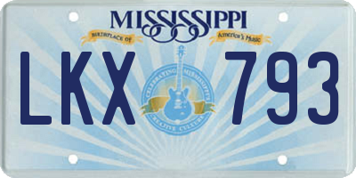 MS license plate LKX793