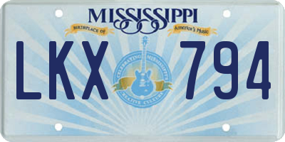 MS license plate LKX794