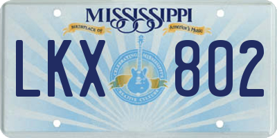 MS license plate LKX802