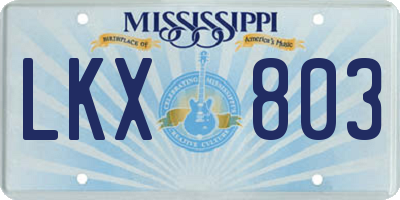 MS license plate LKX803