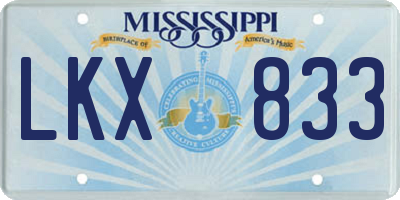 MS license plate LKX833