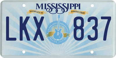 MS license plate LKX837