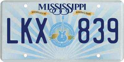 MS license plate LKX839