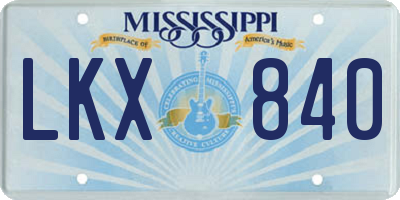 MS license plate LKX840