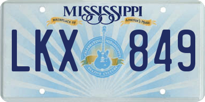 MS license plate LKX849