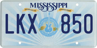 MS license plate LKX850