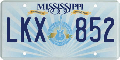 MS license plate LKX852
