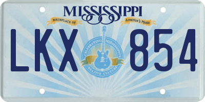 MS license plate LKX854