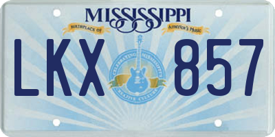 MS license plate LKX857