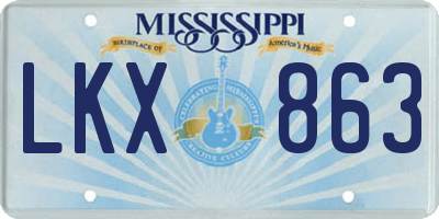 MS license plate LKX863