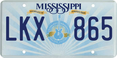 MS license plate LKX865