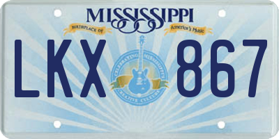 MS license plate LKX867