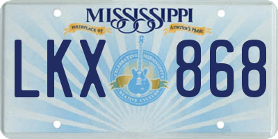 MS license plate LKX868